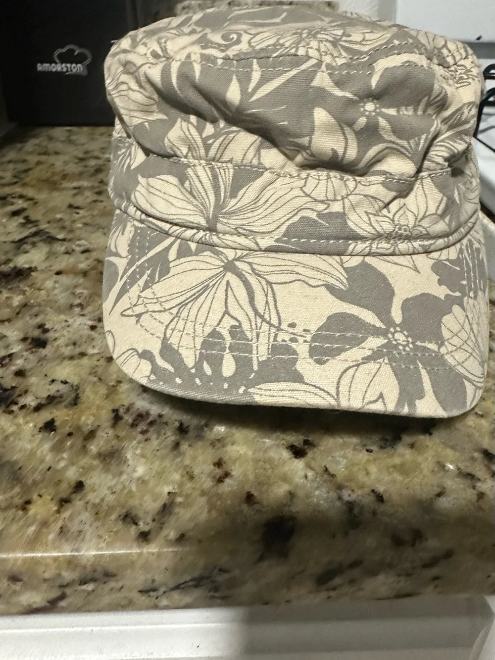 Beige Floral Canvas Cadet Cap - Women's Floral Cadet Hat